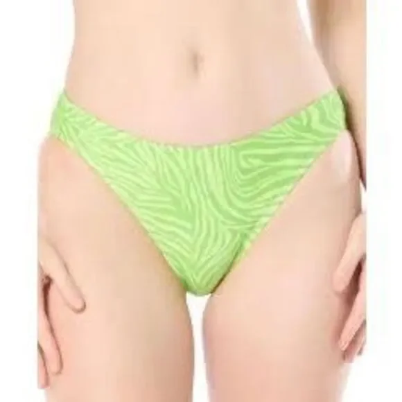 NWT Michael Kors one shoulder O-ring top and bottom swimwear in green with anima - Picture 4 of 10
